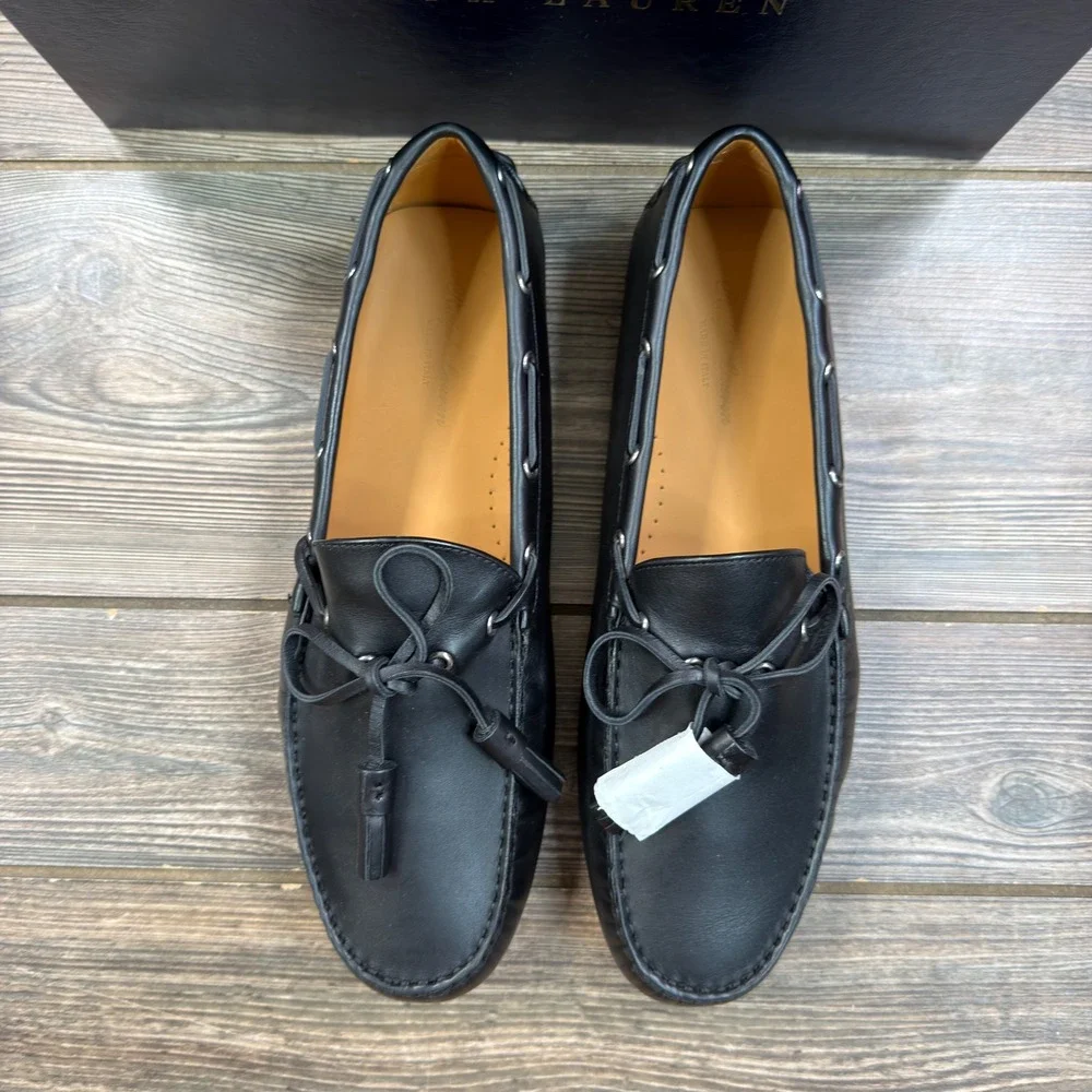 Ralph Lauren Purple Label Mens 10D Harold Tassel Loafers Black Leather Italy New